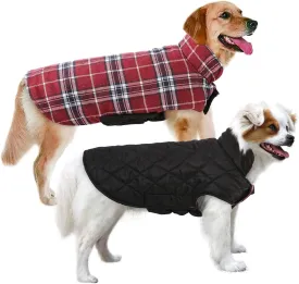 MIGOHI Dog Jackets for Winter, Windproof Waterproof Reversible British Style Plaid Warm Coat for Small Medium Large Dogs, Large