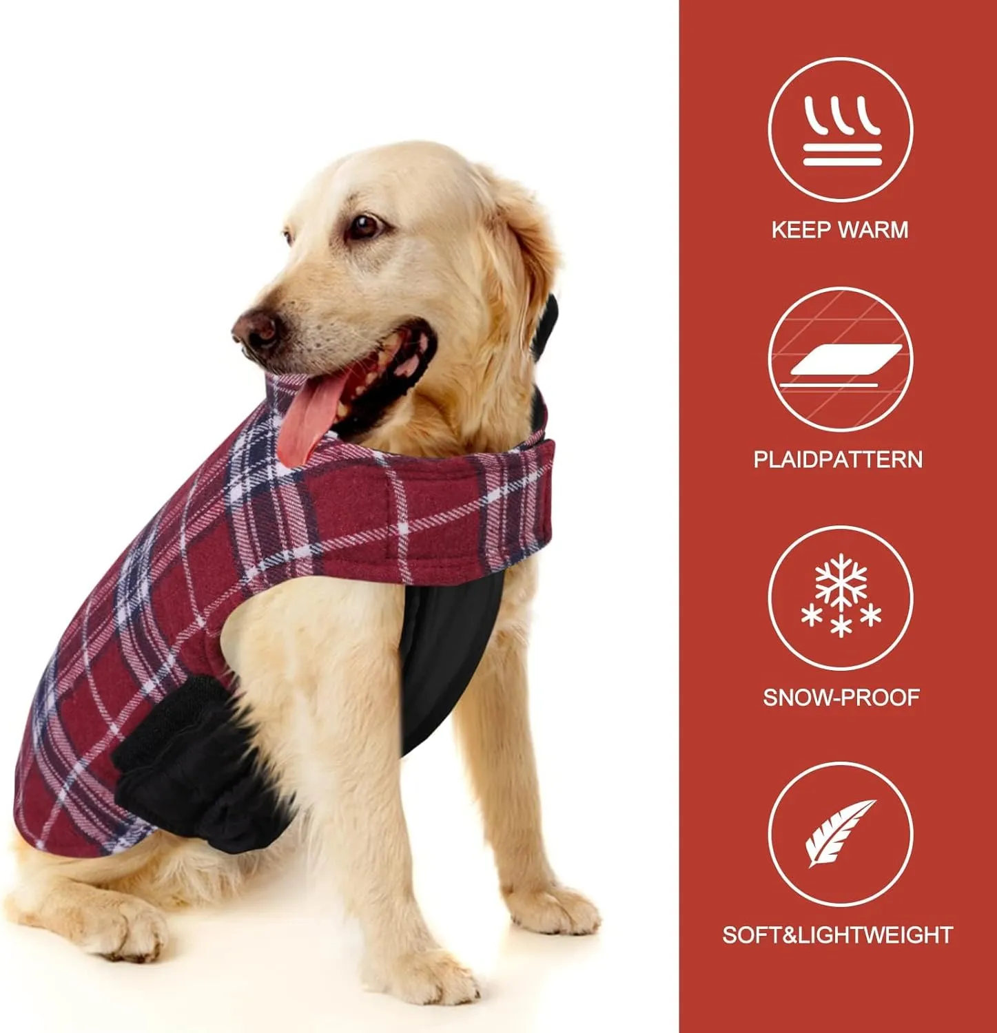 MIGOHI Dog Jackets for Winter, Windproof Waterproof Reversible British Style Plaid Warm Coat for Small Medium Large Dogs, Large