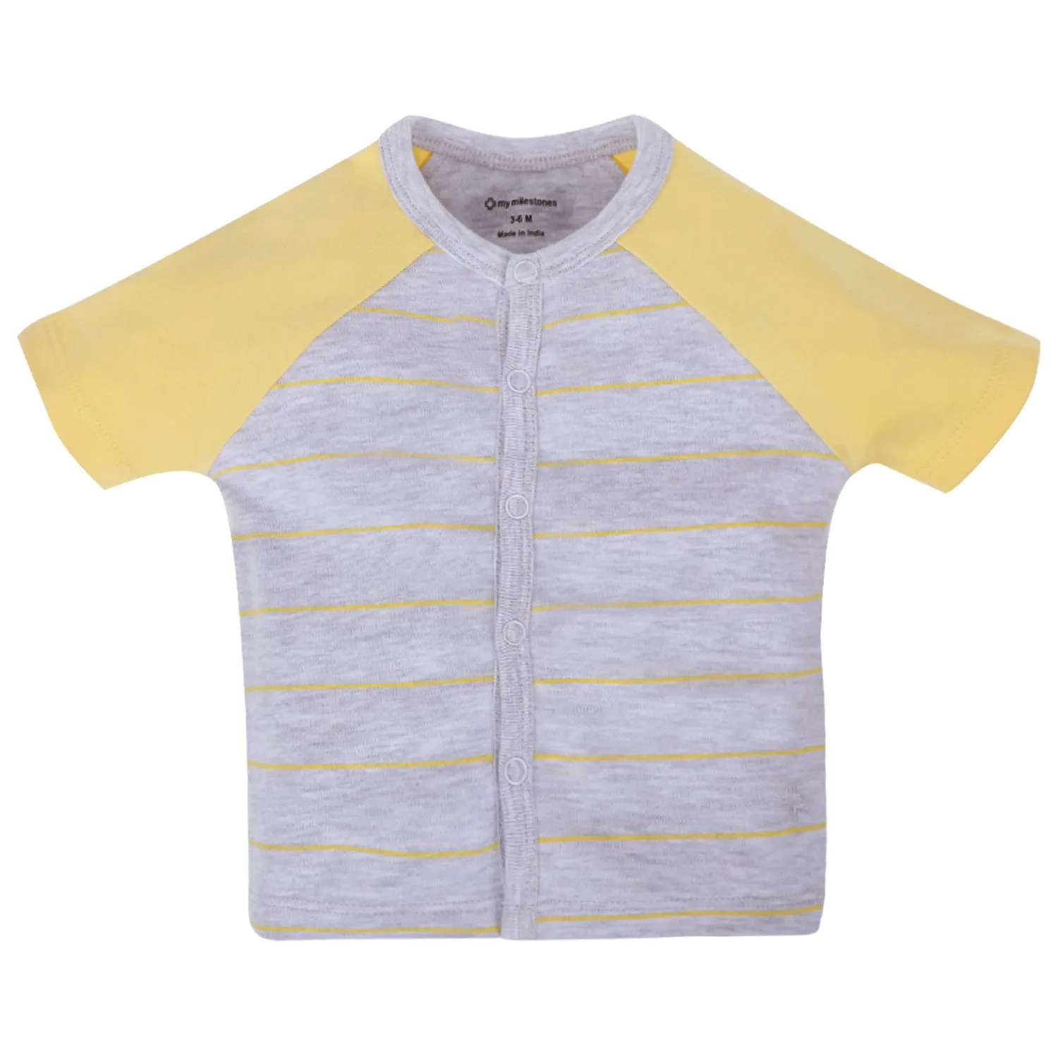 My Milestones T-shirt Half Sleeves Boys Sage Green White / Grey Yellow -2Pc Pack