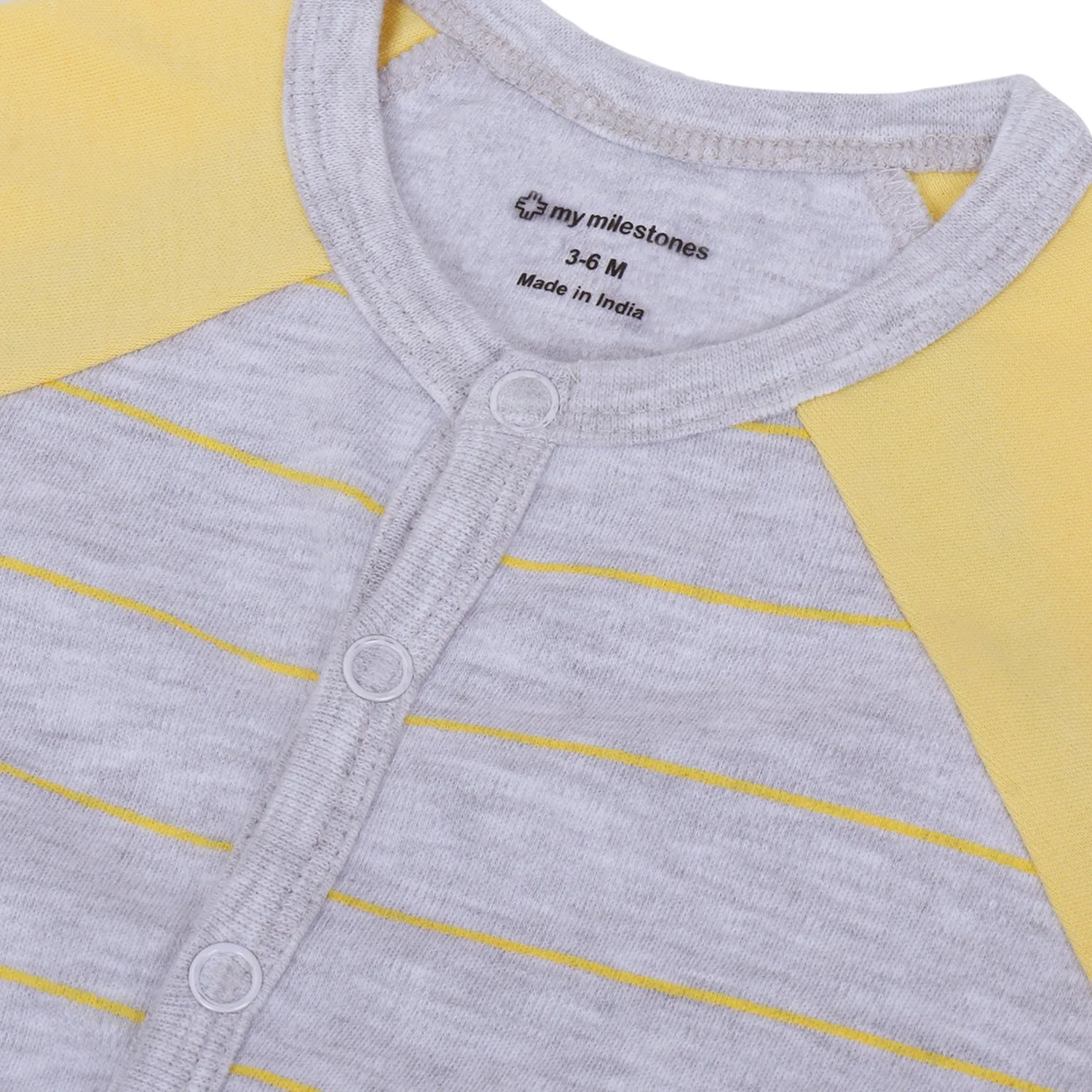 My Milestones T-shirt Half Sleeves Boys Sage Green White / Grey Yellow -2Pc Pack