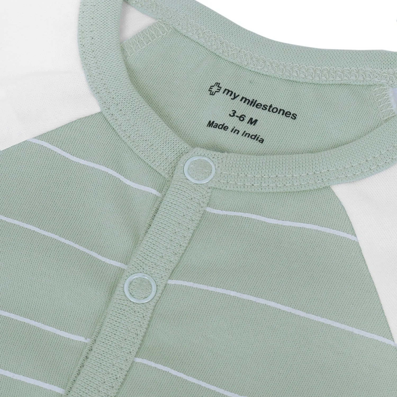 My Milestones T-shirt Half Sleeves Boys Sage Green White / Grey Yellow -2Pc Pack