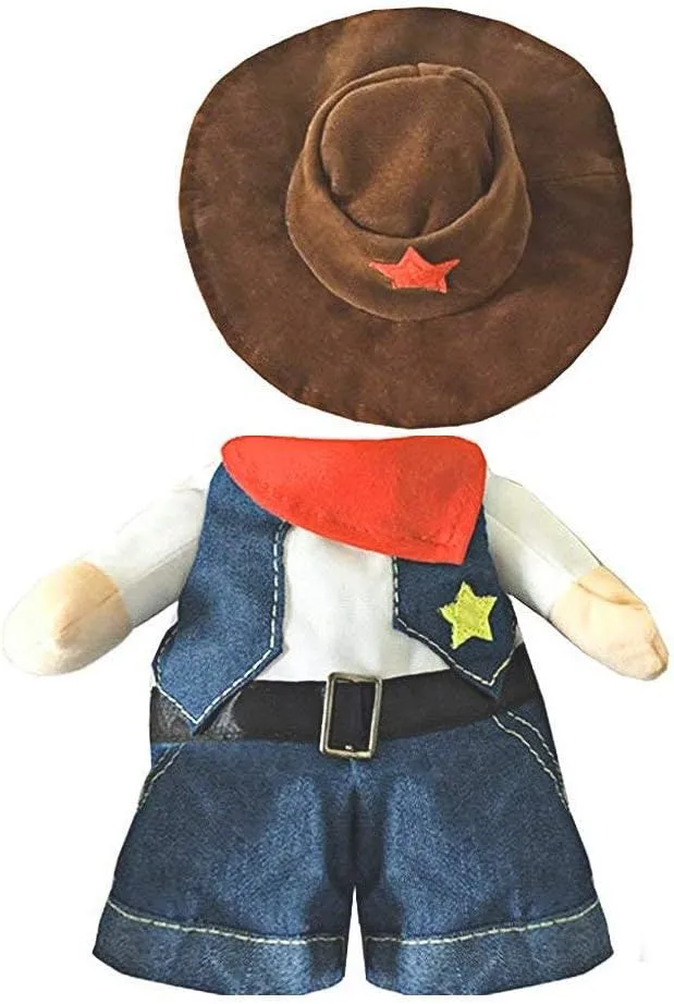 NACOCO Cowboy Dog Costume with Hat - Blue Cat & Small Dog Halloween Costume (Small)