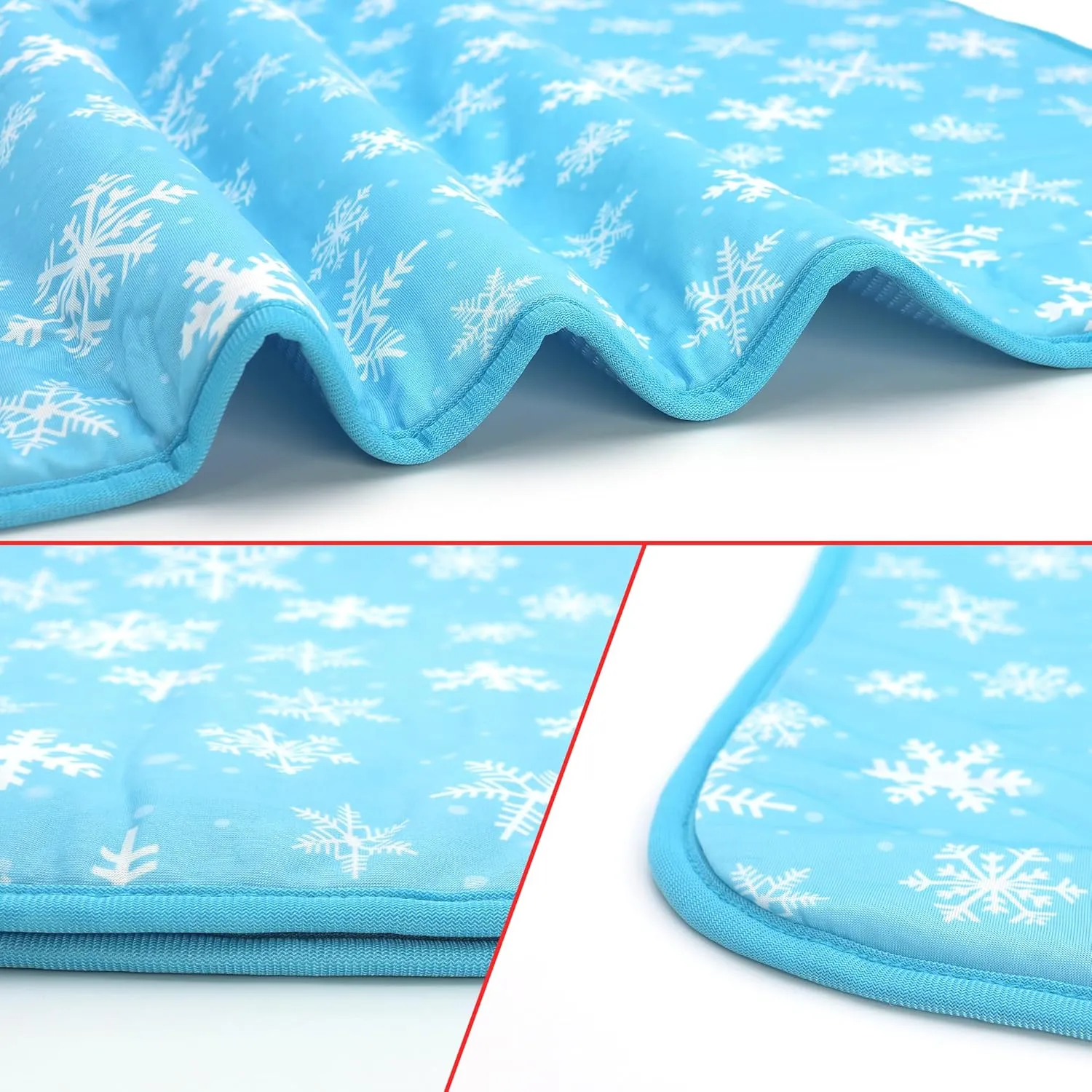 NACOCO Summer Pet Cooling Mat - Cat Dog Cushion Pad Sleeping Cool Snowflake Comfortable Soft for Pets Kids and Adults (Blue Snowflake, M)