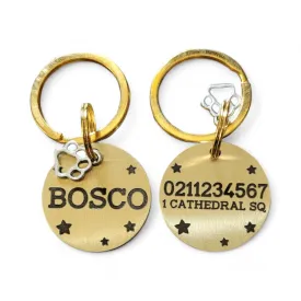 Name Front & 1 Number Address Back Bespoke Brass Cat & Dog ID Pet Tag