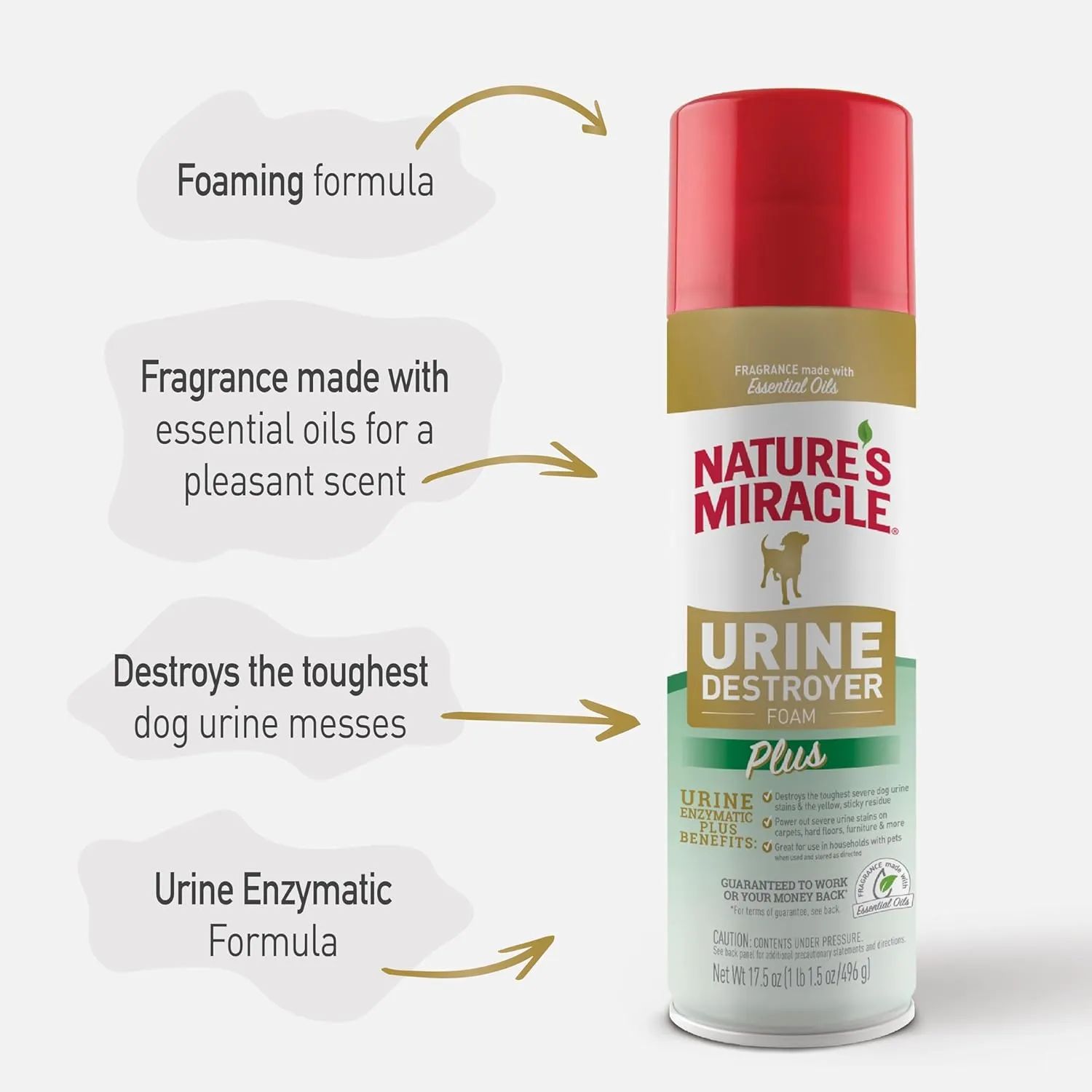 Nature's Miracle Urine Destroyer Plus for Cats, Enzymatic Formula for Severe Cat Urine Stains, 17.5 oz (Pack of 2)