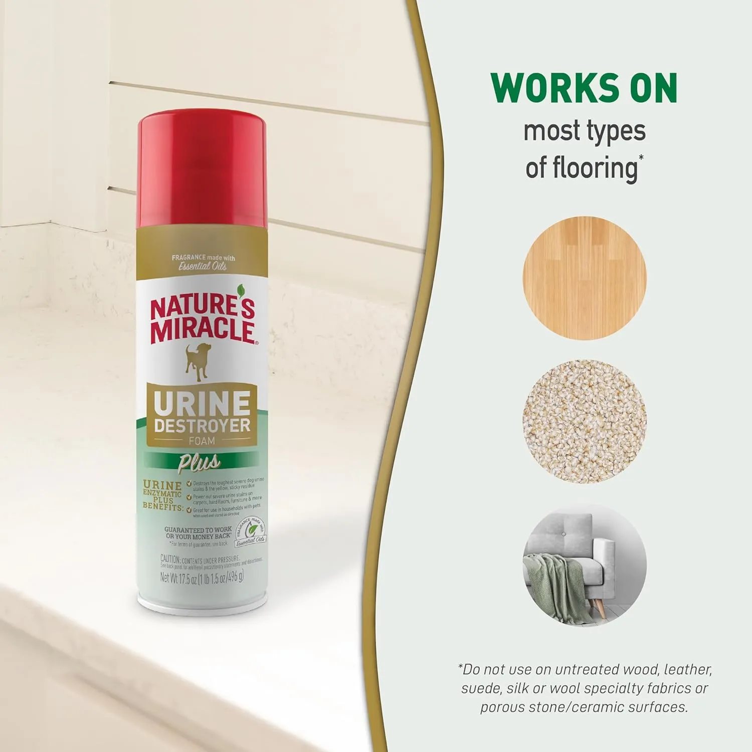 Nature's Miracle Urine Destroyer Plus for Cats, Enzymatic Formula for Severe Cat Urine Stains, 17.5 oz (Pack of 2)