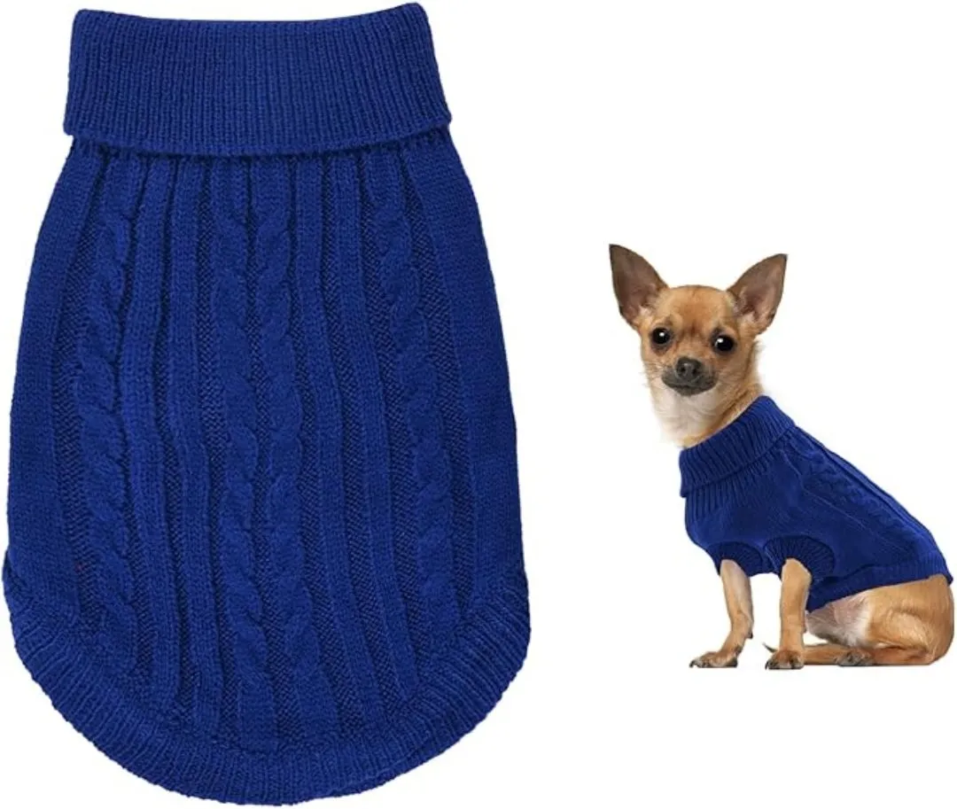 Navy Blue Pet Cat Dog Sweater, Winter Warm Pet Jumper Sweater Clothes