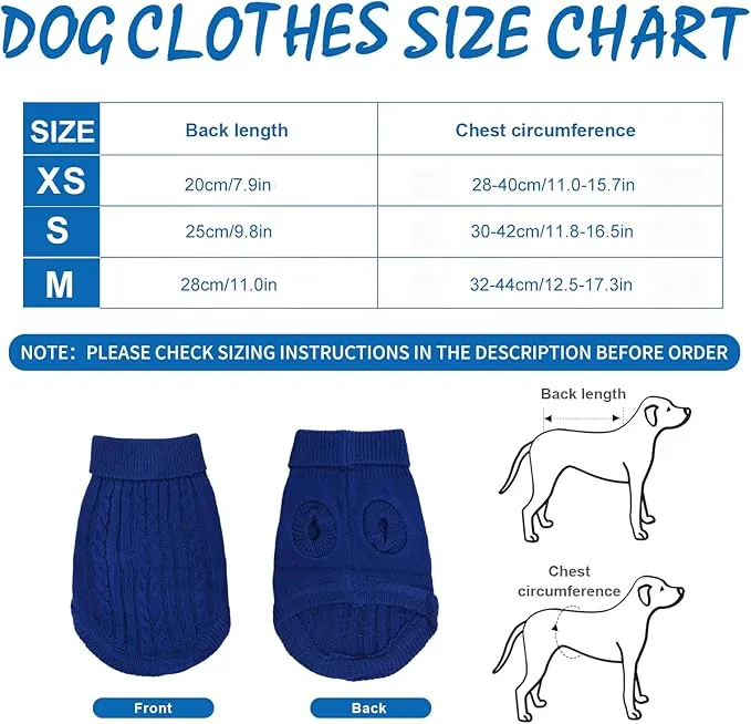 Navy Blue Pet Cat Dog Sweater, Winter Warm Pet Jumper Sweater Clothes