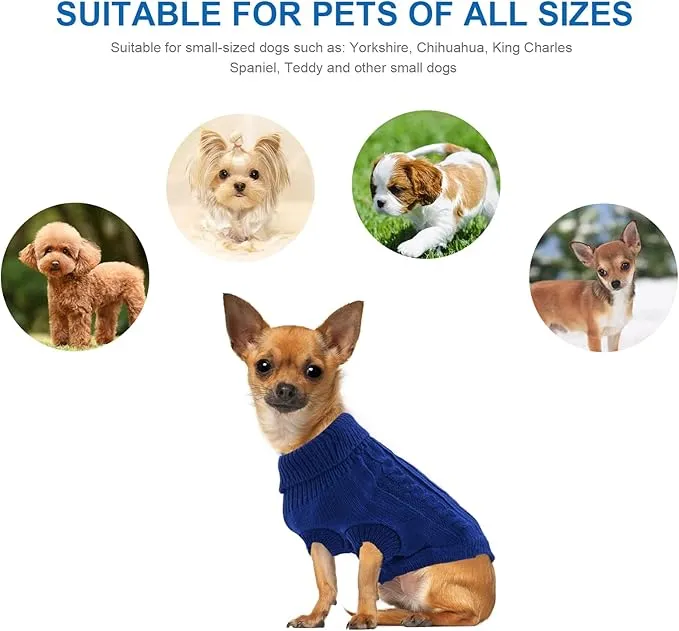 Navy Blue Pet Cat Dog Sweater, Winter Warm Pet Jumper Sweater Clothes