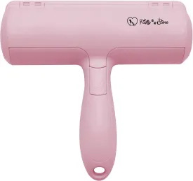 Pet Hair Remover and Reusable Lint Roller- Fluffy Paws Cat and Dog Hair Remover -Pink Color Handle