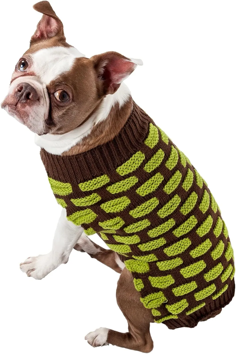 Pet Life  Weaved Fashion Pet Sweater - Designer Heavy Knitted Dog Sweater with Turtle Neck - Winter Dog Clothes Designed to Keep Warm