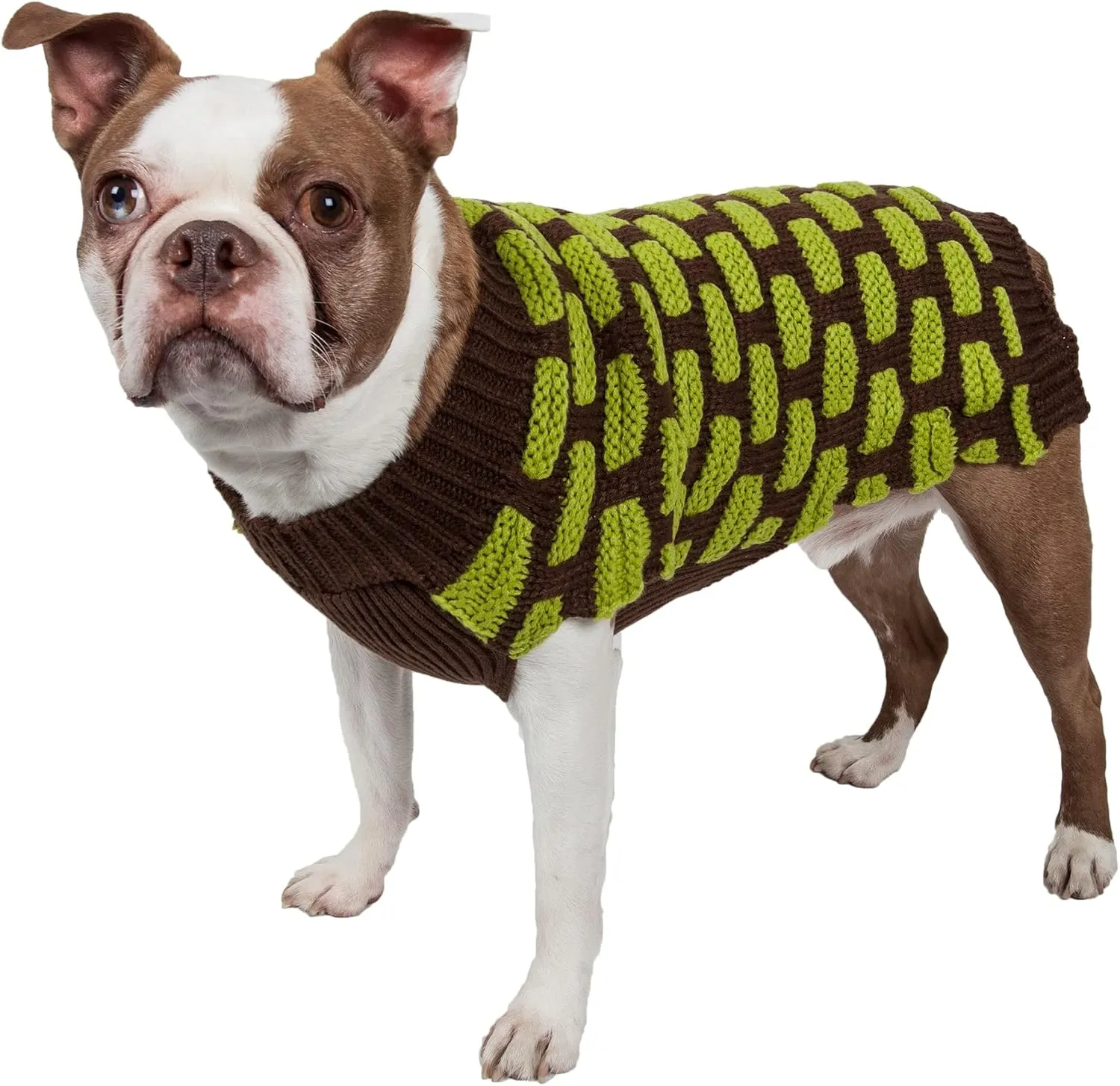 Pet Life  Weaved Fashion Pet Sweater - Designer Heavy Knitted Dog Sweater with Turtle Neck - Winter Dog Clothes Designed to Keep Warm
