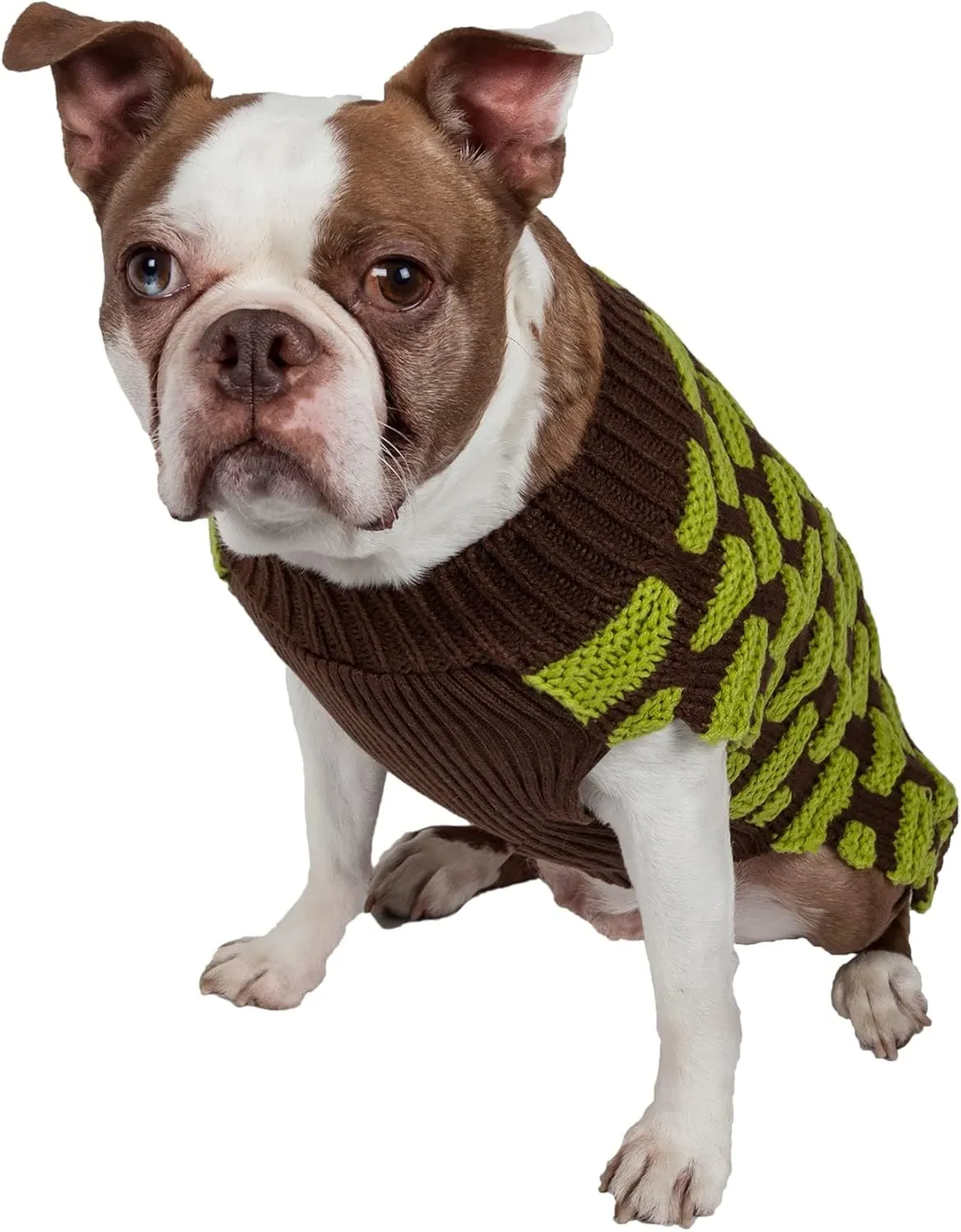 Pet Life  Weaved Fashion Pet Sweater - Designer Heavy Knitted Dog Sweater with Turtle Neck - Winter Dog Clothes Designed to Keep Warm