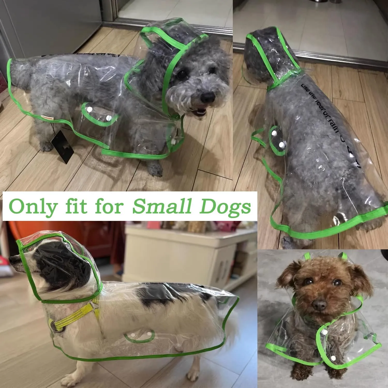 Pet Raincoat,Small Dog Waterproof Puppy Raincoat Coat Transparent Pet Dog Rainwear Clothes for Small Dogs Cats (L,Green)