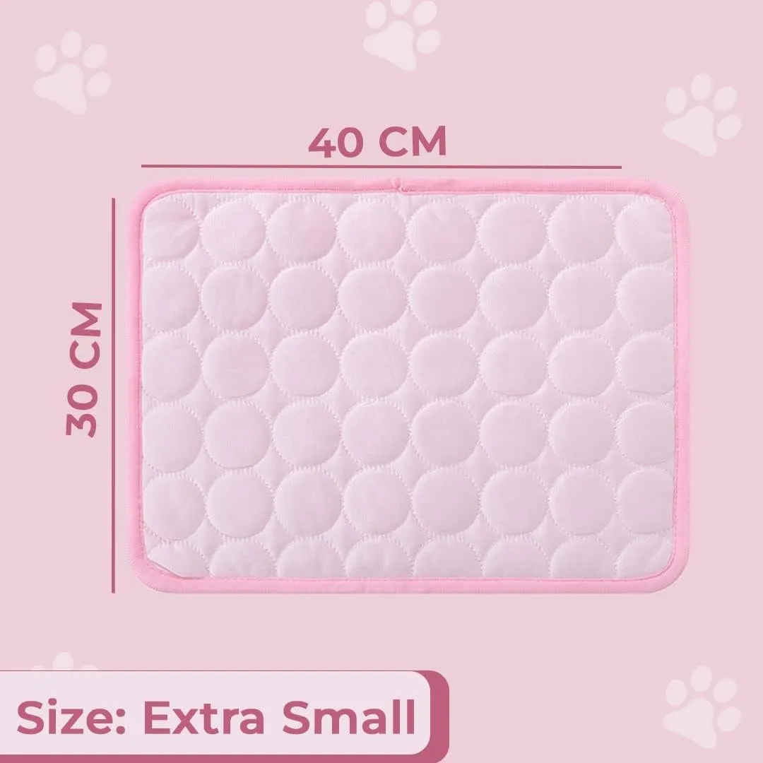 Petvit Rectangular Dog & Cat Bed|Premium Cool Ice Silk with Polyester with Bottom Mesh|Multi-Utility Self-Cooling Pad for Dog & Cat|Light-Weight & Durable Dog Bed|ZQCJ001P-L|Pink