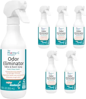 Pharma-C Odor Eliminator [6-12oz Bottles] - Bulk Fabric & Room Spray -Extra Strength Multipurpose Air Freshener & Fabric Refresher- Neutralize Deodorize