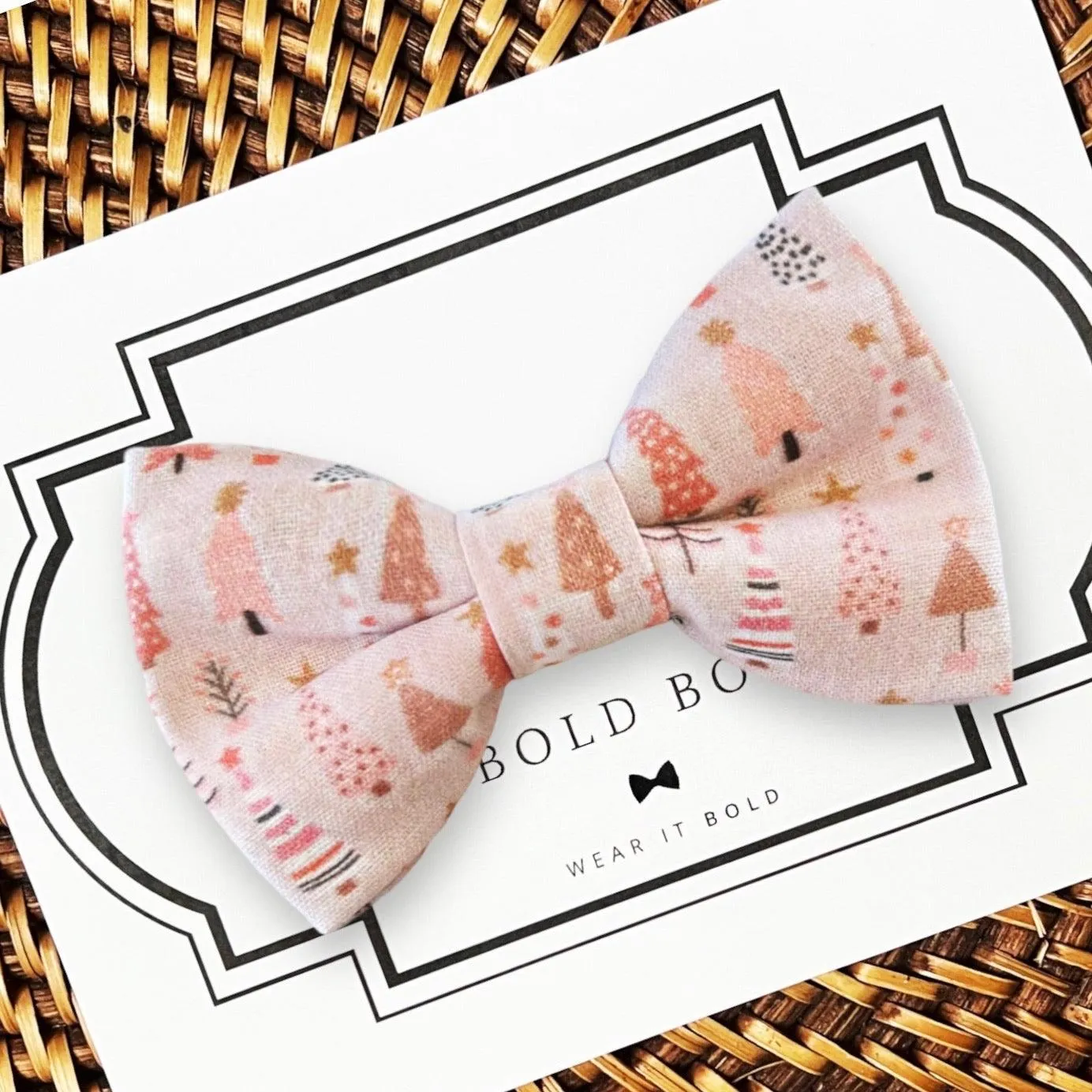 Pink Christmas Trees Bow for Dog Collar and Cat Collar