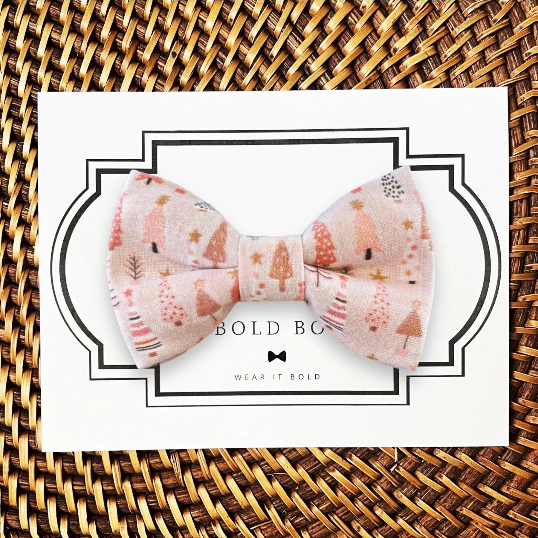 Pink Christmas Trees Bow for Dog Collar and Cat Collar