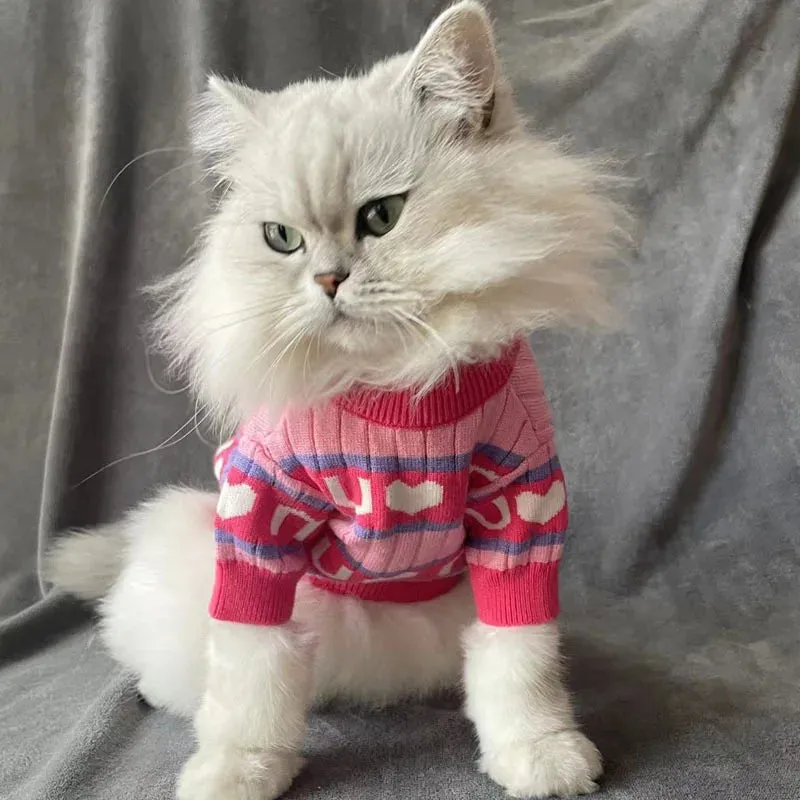 Pink Perfection: Autumn/Winter Luxury Pet Dog Clothes - Keep Warm Knit Sweater for Cats and Dogs, Fashionable Comfort for Schnauzers and Teddies