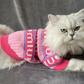 Pink Perfection: Autumn/Winter Luxury Pet Dog Clothes - Keep Warm Knit Sweater for Cats and Dogs, Fashionable Comfort for Schnauzers and Teddies