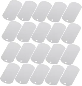 POPETPOP 20pcs Aluminum Dog Name Tags Custom Engraving Blanks for Pets Lightweight Smooth Finish Glossy for Dogs Cats and Animals