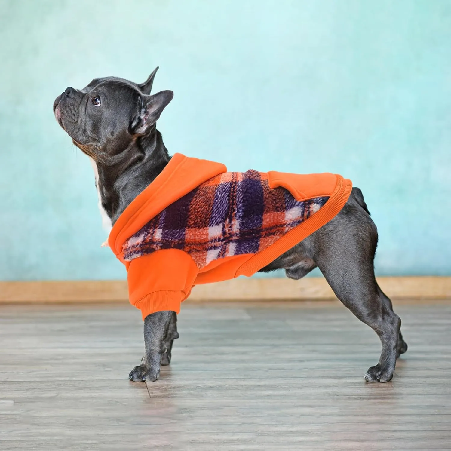 PUPTECK Dog Hoodie Puppy Sweatshirt Warm Dog Sweater Winter Clothes Cold Weather Coats for Small Medium Large Dogs, Orange, XS