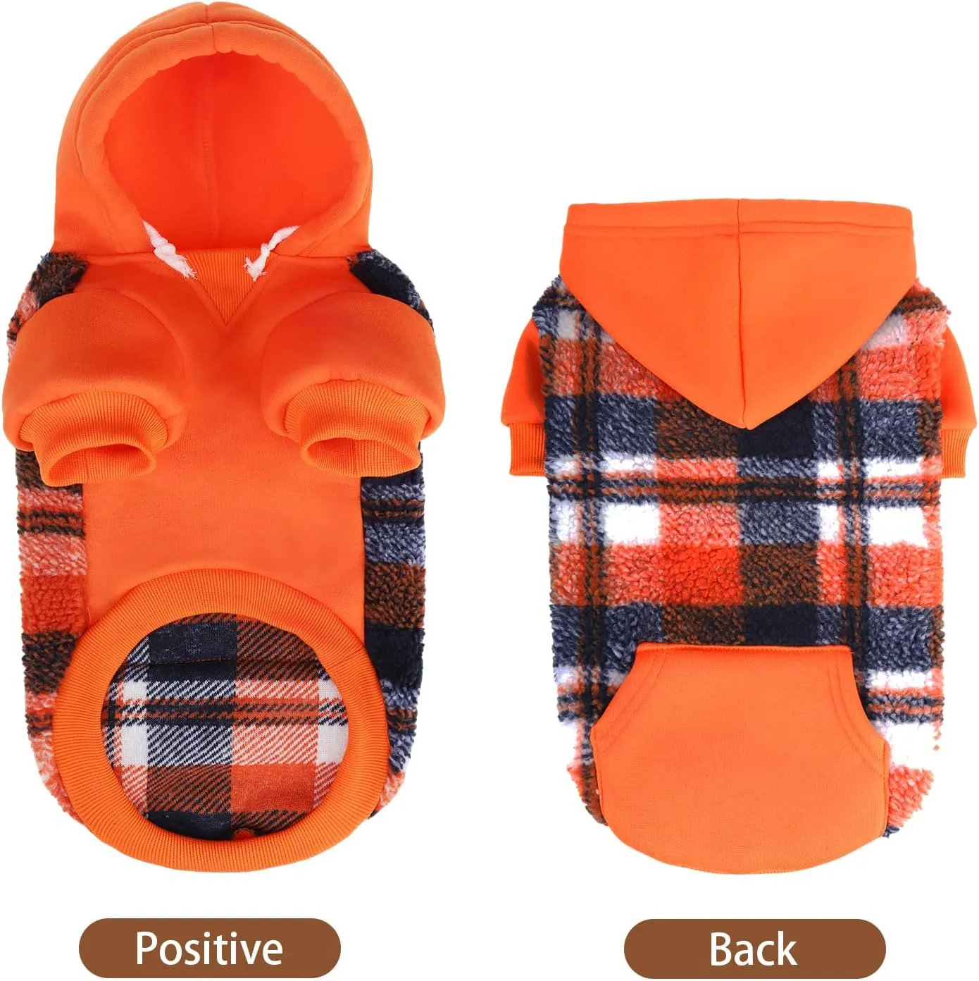 PUPTECK Dog Hoodie Puppy Sweatshirt Warm Dog Sweater Winter Clothes Cold Weather Coats for Small Medium Large Dogs, Orange, XS