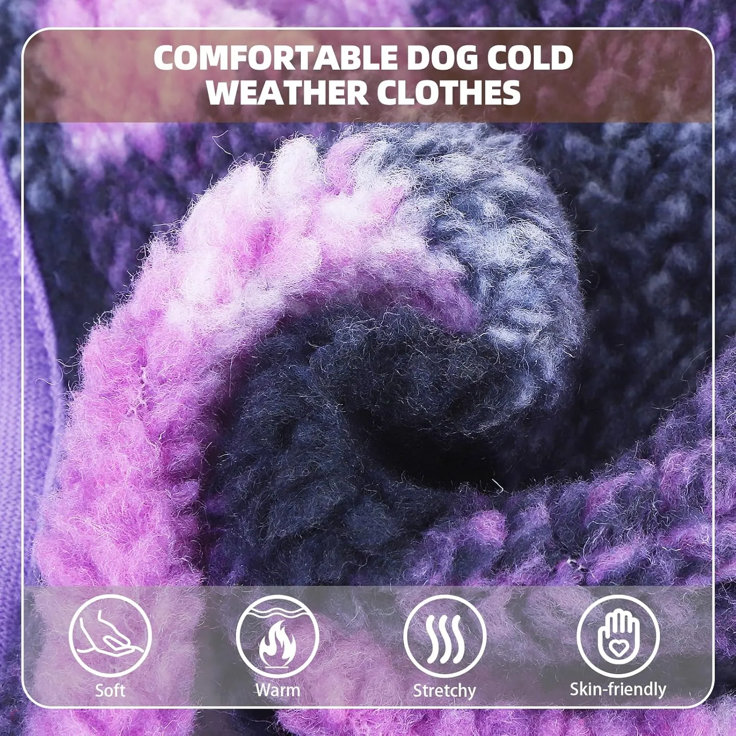 PUPTECK Dog Hoodie Puppy Sweatshirt Warm Dog Sweater Winter Clothes Cold Weather Coats for Small Medium Large Dogs, Purple, XS
