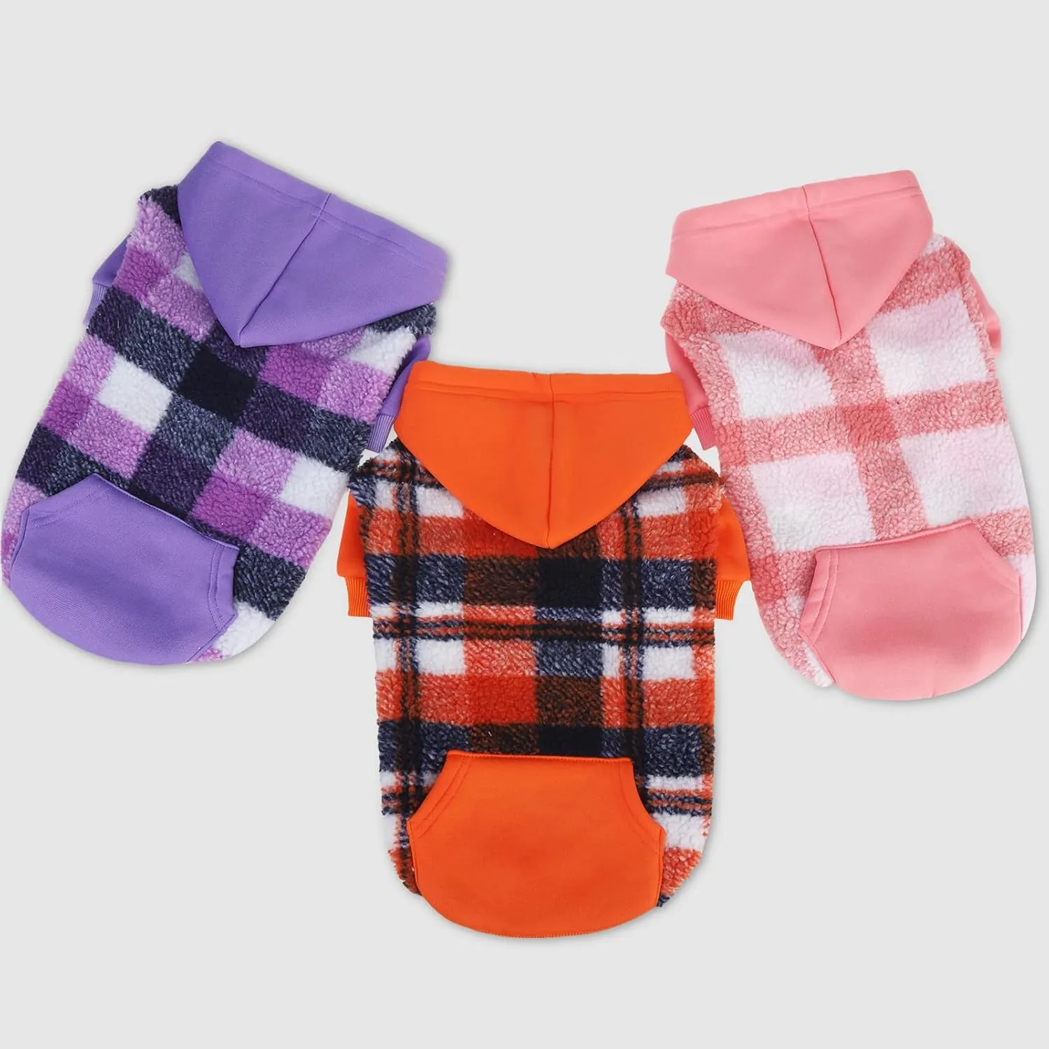 PUPTECK Dog Hoodie Puppy Sweatshirt Warm Dog Sweater Winter Clothes Cold Weather Coats for Small Medium Large Dogs, Purple, XS
