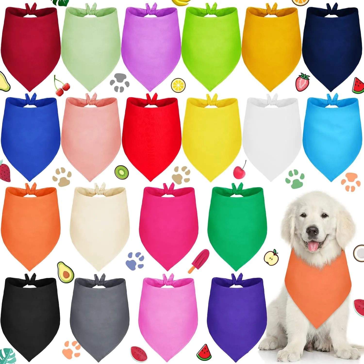 Saintrygo 20 Pcs Plain Dog Bandanas Bulk for Puppy Sublimation Washable Triangle Dog Bib Heat Transfer Adjustable Bandana for Small Medium Large Pets(25 x 17 x 17 Inches)