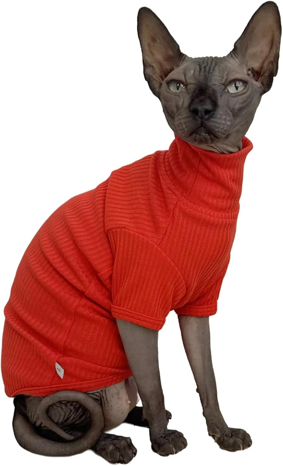 Sphynx Cats Shirt Cat Turtleneck Cotton Sweater Pullover Kitten T-Shirts with Sleeves Cat Pajamas Jumpsuit for Sphynx Cornish Rex, Devon Rex, Peterbald (Sunset, Large (Pack of 1))
