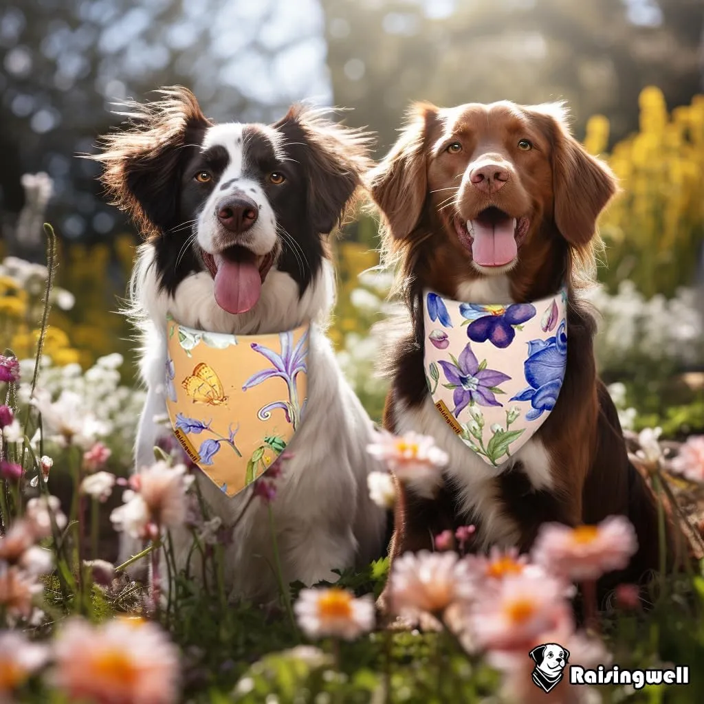 Summer Dog Bandanas 2 Pack, 4 Pattern Reversible Spring Flower Dog Bandana, Adjustable, Washable, Triangle Scarf for Small to Medium Breed Dogs, boy and Girl (Small)