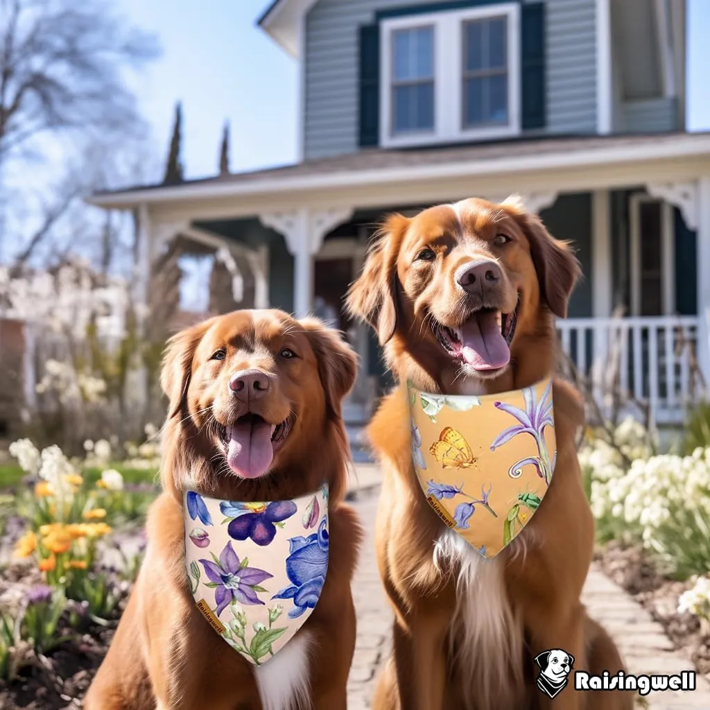 Summer Dog Bandanas 2 Pack, 4 Pattern Reversible Spring Flower Dog Bandana, Adjustable, Washable, Triangle Scarf for Small to Medium Breed Dogs, boy and Girl (Small)