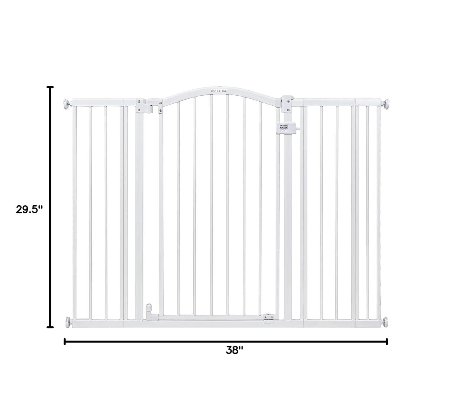 Summer Infant Extra Tall & Wide Safety Pet and Baby Gate, 29.5"-53" Wide, 38" Tall, Pressure or Hardware Mounted, Install on Wall or Banister in Doorway or Stairway, Auto Close Walk-Thru Door - White