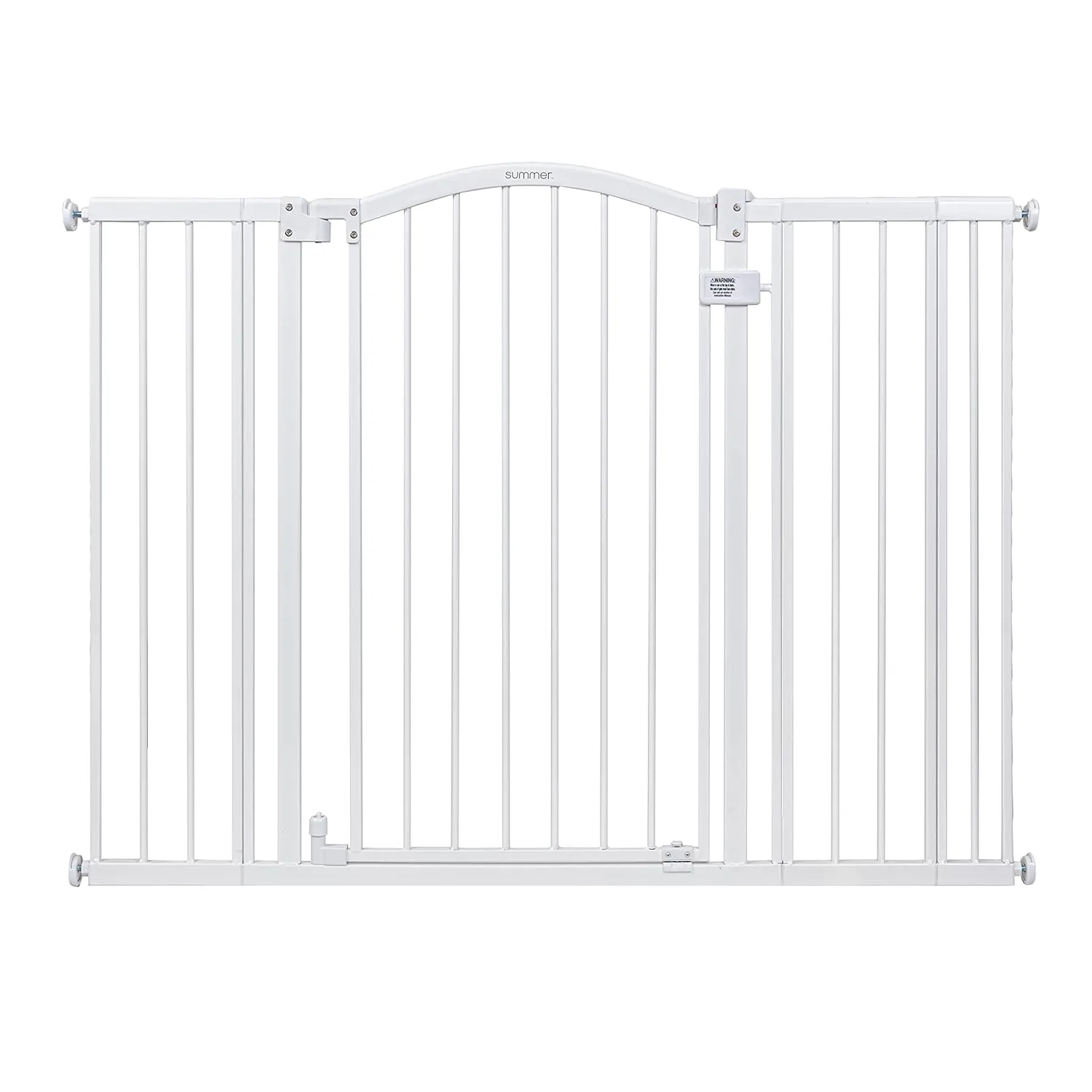 Summer Infant Extra Tall & Wide Safety Pet and Baby Gate, 29.5"-53" Wide, 38" Tall, Pressure or Hardware Mounted, Install on Wall or Banister in Doorway or Stairway, Auto Close Walk-Thru Door - White