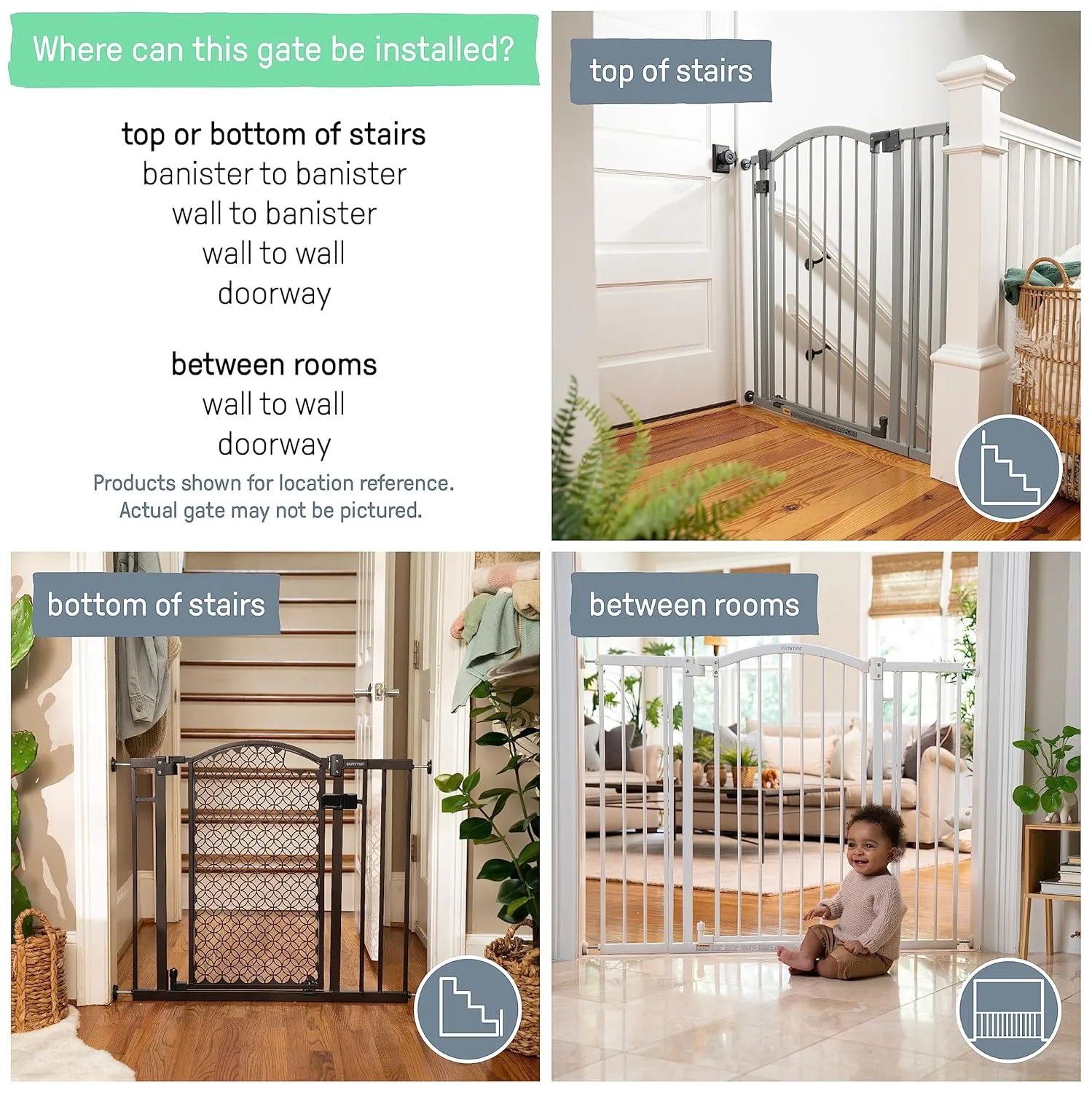 Summer Infant Extra Tall & Wide Safety Pet and Baby Gate, 29.5"-53" Wide, 38" Tall, Pressure or Hardware Mounted, Install on Wall or Banister in Doorway or Stairway, Auto Close Walk-Thru Door - White