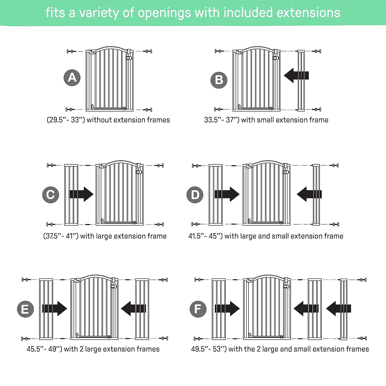 Summer Infant Extra Tall & Wide Safety Pet and Baby Gate, 29.5"-53" Wide, 38" Tall, Pressure or Hardware Mounted, Install on Wall or Banister in Doorway or Stairway, Auto Close Walk-Thru Door - White