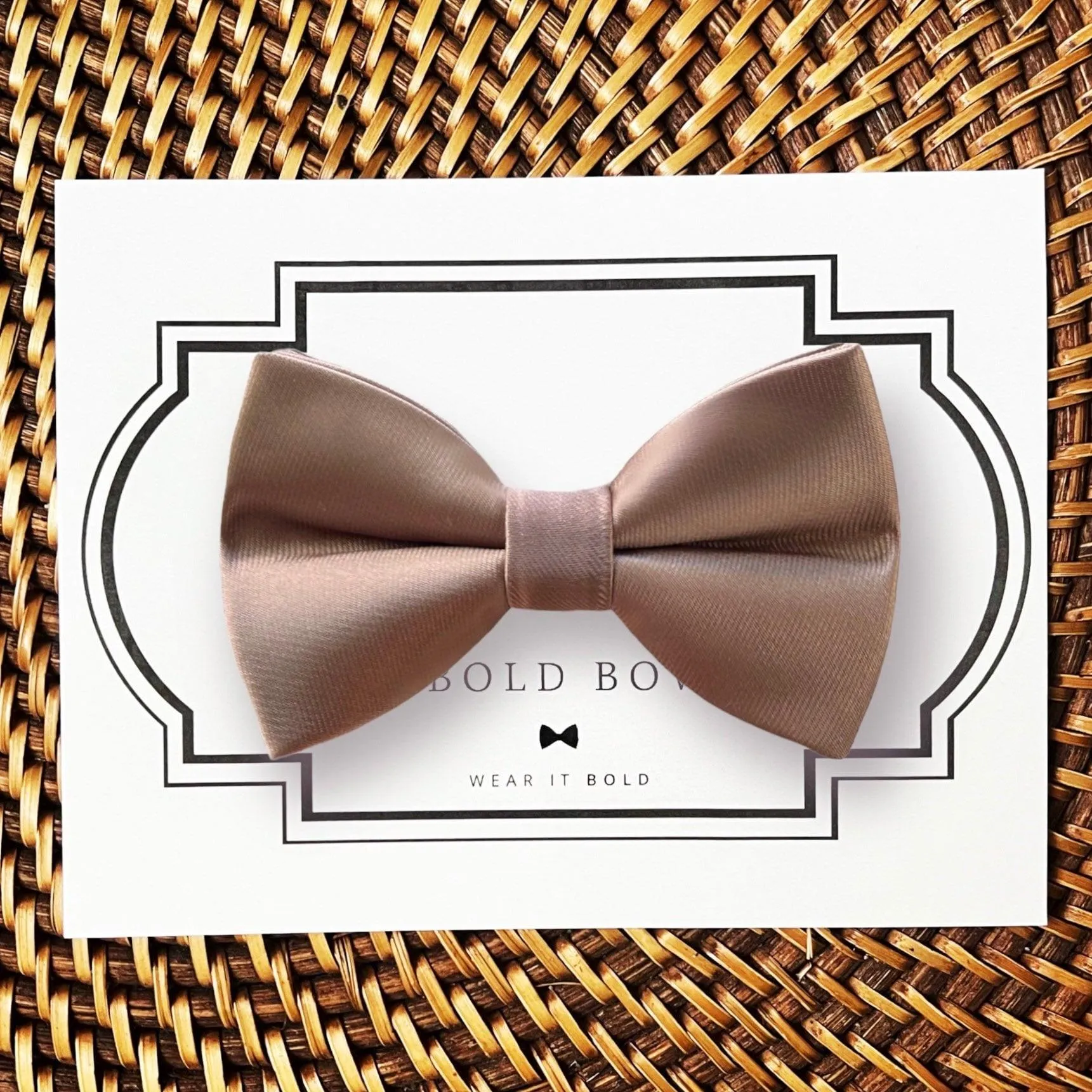 Taupe Satin Bow Tie for Dog Collar or Cat Collar