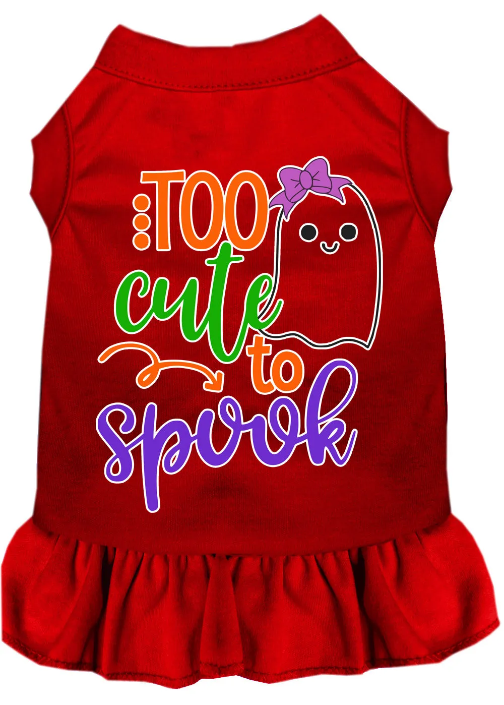 Too Cute To Spook-girly Ghost Screen Print Dog Dress Red Xs