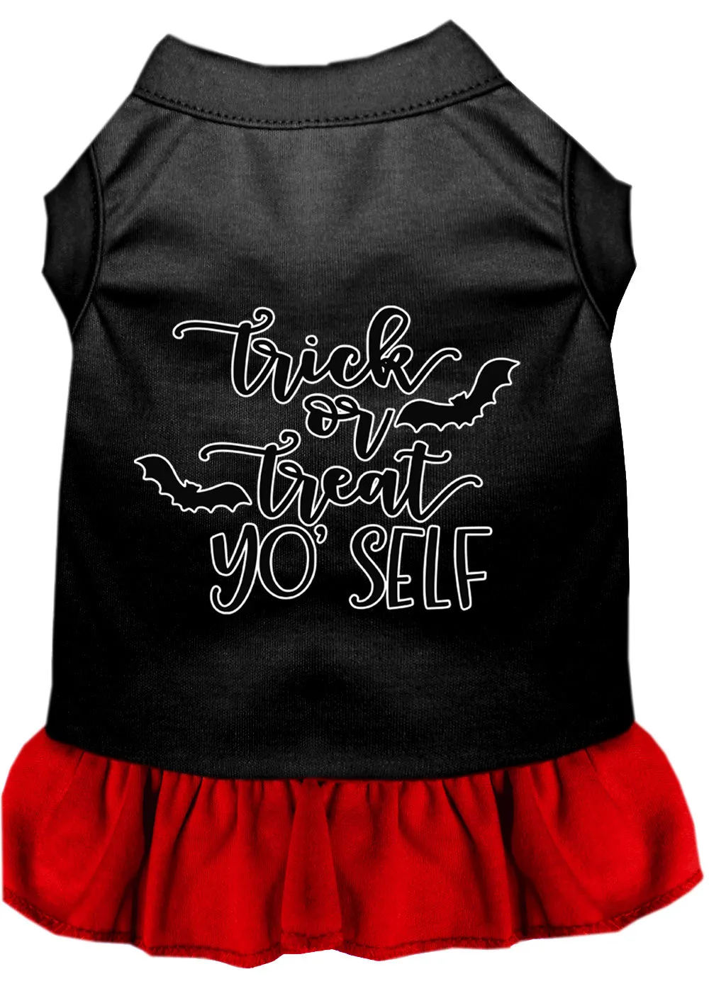Trick Or Treat Yo' Self Screen Print Dog Dress Black With Red Xxxl