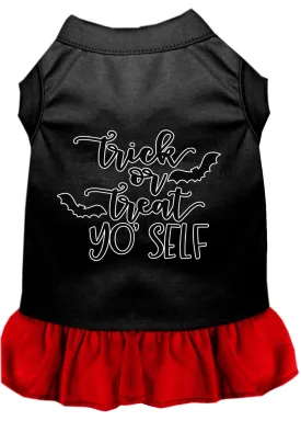 Trick Or Treat Yo' Self Screen Print Dog Dress Black With Red Xxxl