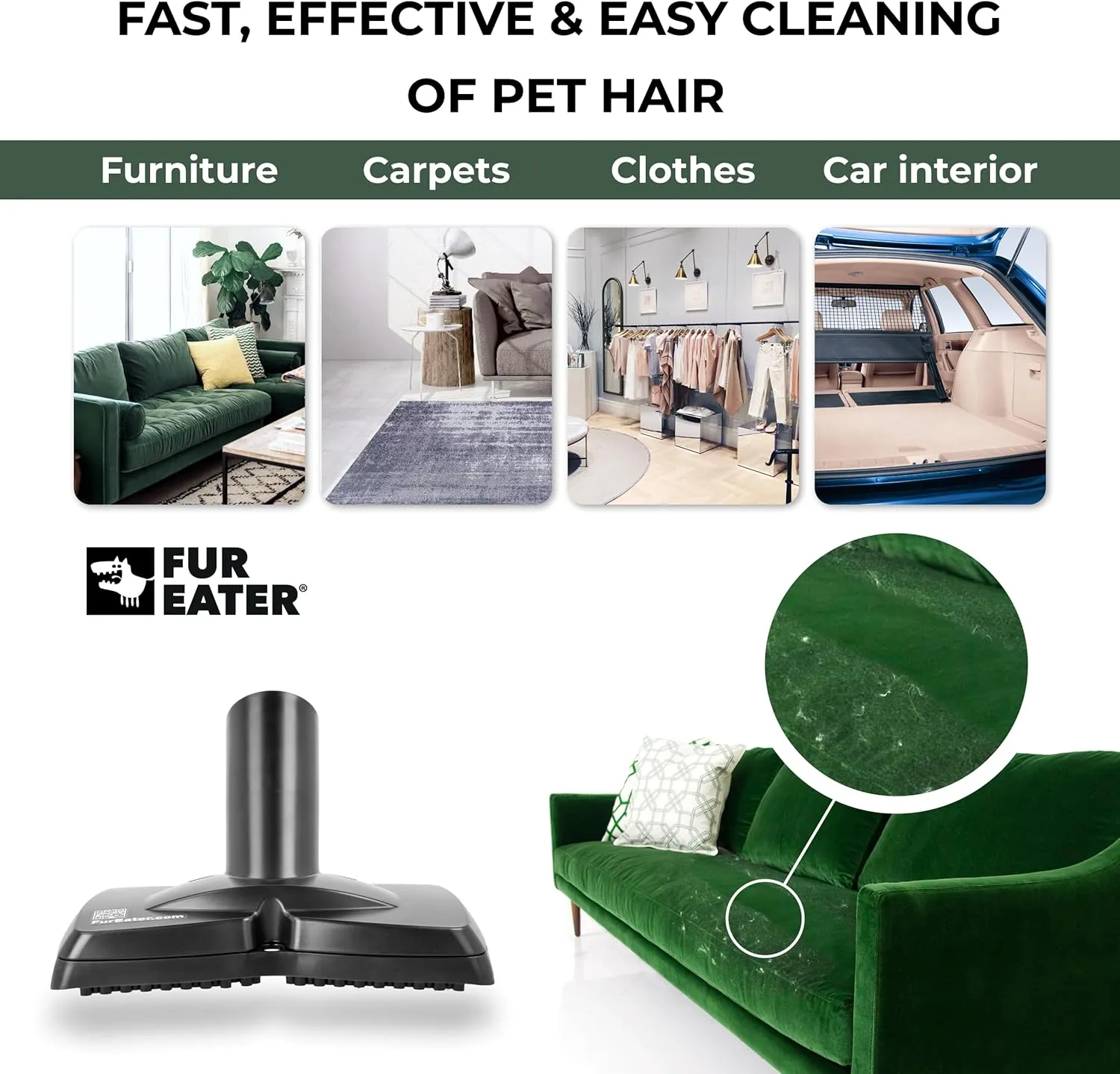 Vacuum Cleaner Attachment for Removing Pet Hair, Professional Cats & Dogs Hair Remover, Vacuum Cleaner Accessories, Universal Fit for Vac Cleaners 1 1/4 and 1 3/8 in (32 & 35 mm)