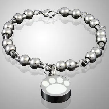 White Paw Stainless Steel Cremation Keepsake Bracelet