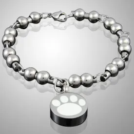 White Paw Stainless Steel Cremation Keepsake Bracelet
