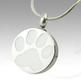 White Paw Stainless Steel Cremation Keepsake Pendant
