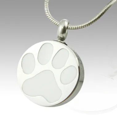 White Paw Stainless Steel Cremation Keepsake Pendant