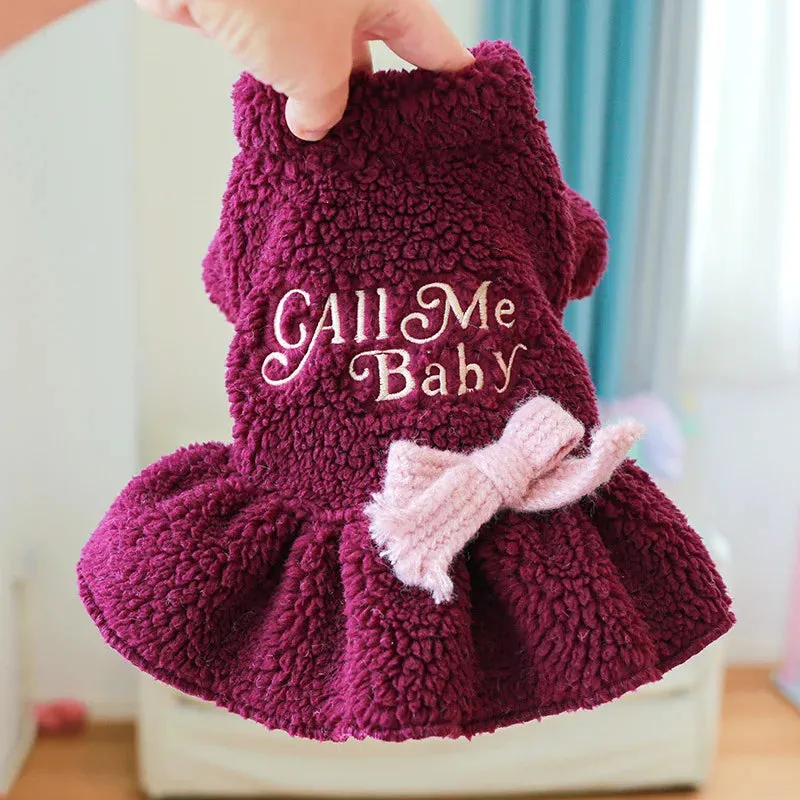 Winter Small Dog Warm Pet Dog Dresses for Winter Puppy Cat Dress Skirt Chihuahua Maltese mascotas Clothes Clothing roupa cachorro