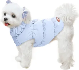 Winter Warm Dog Jacket for Small Medium Dogs Cats Cold Weather Coats with Harness Paded Dogs Fleece Vest Waterproof Windproof Dog Snow Jacket Pet Puppy Clothes (Light Blue,S)